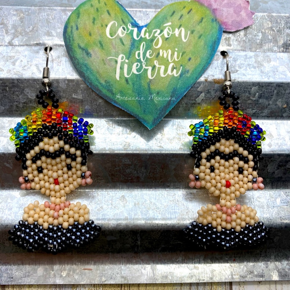 Chaquira beaded Frida earrings
